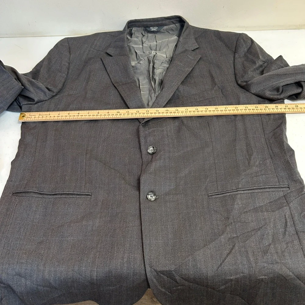 Pronto Uomo Platinum Mens Gray Herringbone 2-Button Blazer Sport Coat 54R